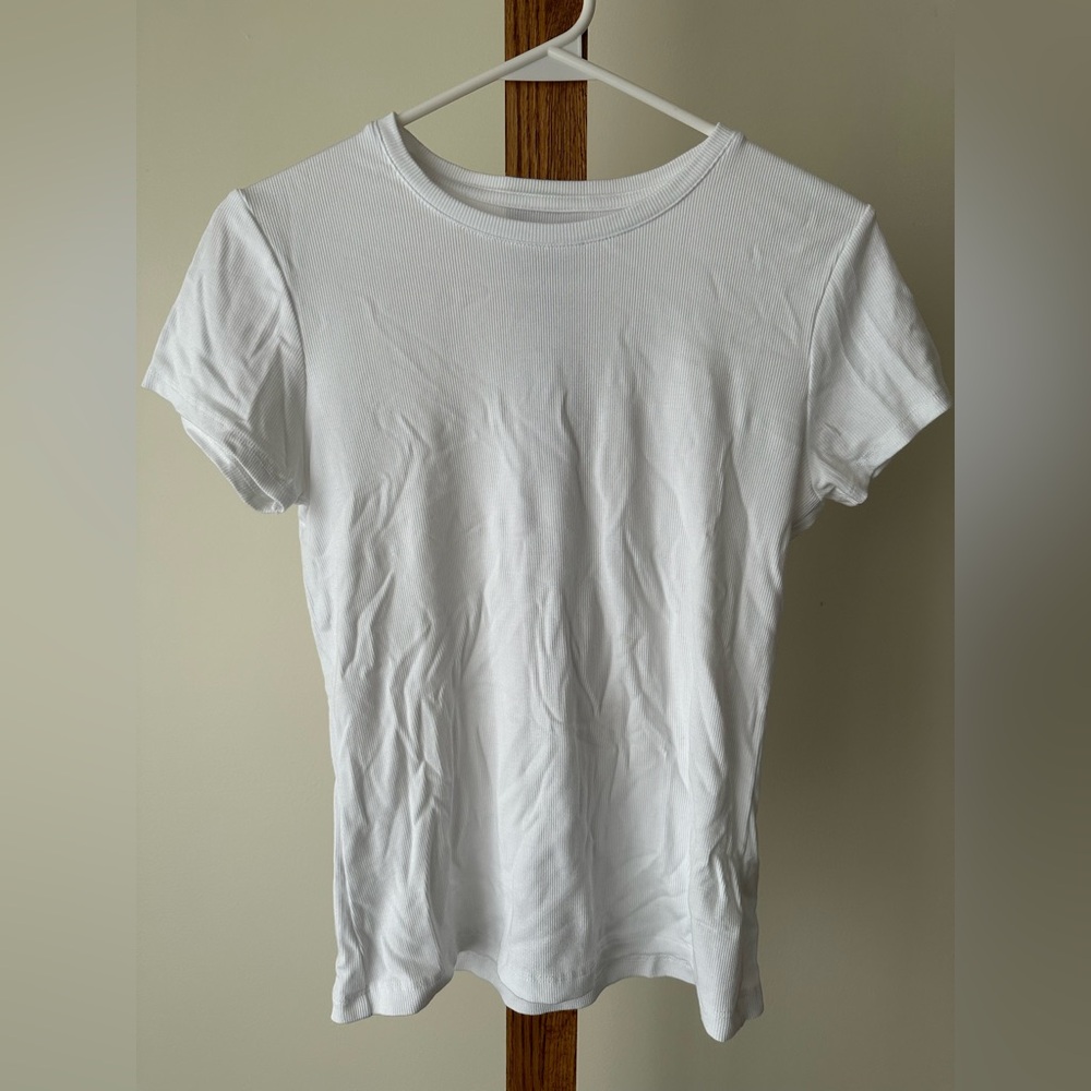 White Ribbed Tee Shirt